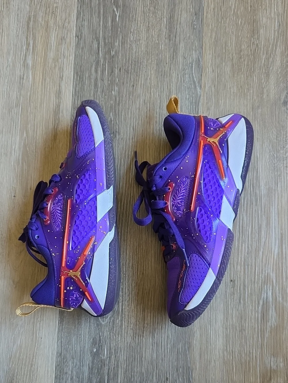 JORDAN HEIR SERIES 1 Purple Athletic Sneakers with Orange Accents